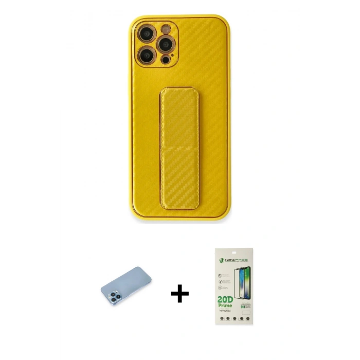 MARSİLYAN™- iPhone 12 Pro Max Kılıf Yörünge Yansıma - Siyah 20D Premium Cam Ekran Koruyucu + Shine Kamera Lens Koruma Cam - MI