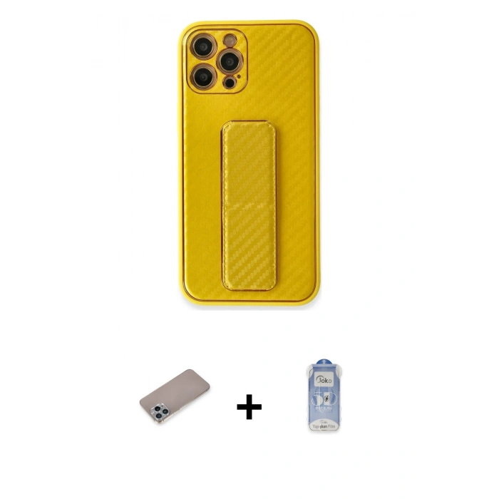 MARSİLYAN™- iPhone 12 Pro Max Kılıf Yörünge Yansıma - Siyah Joko Magic 5D Cam + Shine Kamera Lens Koruma Cam - SABE