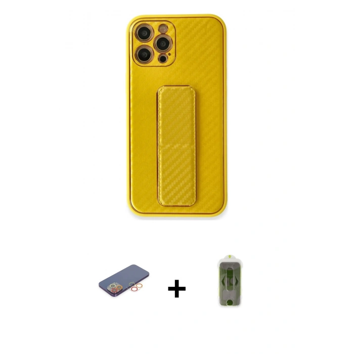 MARSİLYAN™- iPhone 12 Pro Max Kılıf Yörünge Yansıma - Siyah Joko Magic 5D Hayalet Cam + Renkli Kamera Lens Koruma Cam - TU