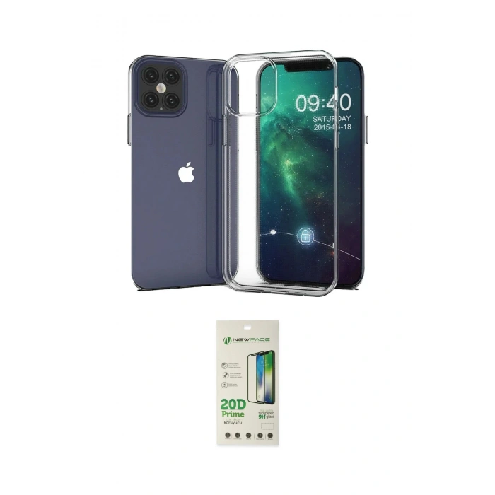 MARSİLYAN™- iPhone 12 Pro Max Kılıf Zirve Doku - Siyah 20D Premium Cam Ekran Koruyucu