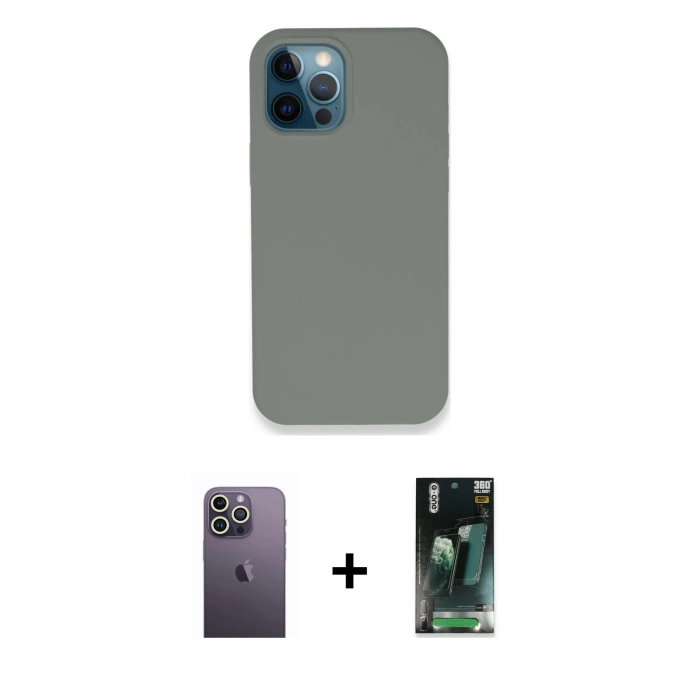 MARSİLYAN™- iPhone 12 Pro Max Kılıf Zirve Modern Özel Seri - Şeffaf 360 Full Body Arka Koruyucu + Beyaz Neon Fosforlu Kamera Lens