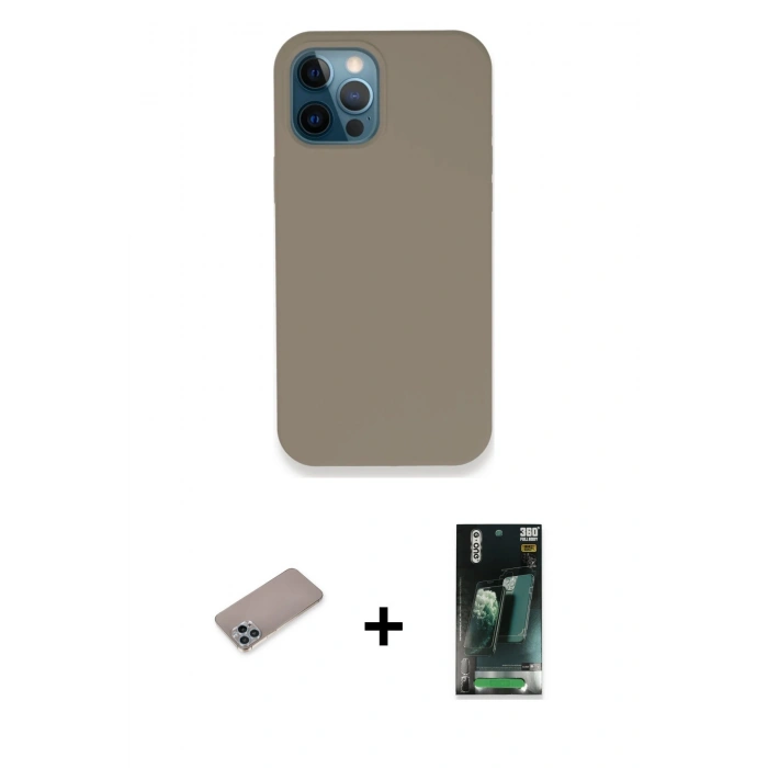 MARSİLYAN™- iPhone 12 Pro Max Kılıf Zirve Modern Özel Seri - Şeffaf 360 Full Body Arka Koruyucu + Shine Kamera Lens Koruma Cam - SABE