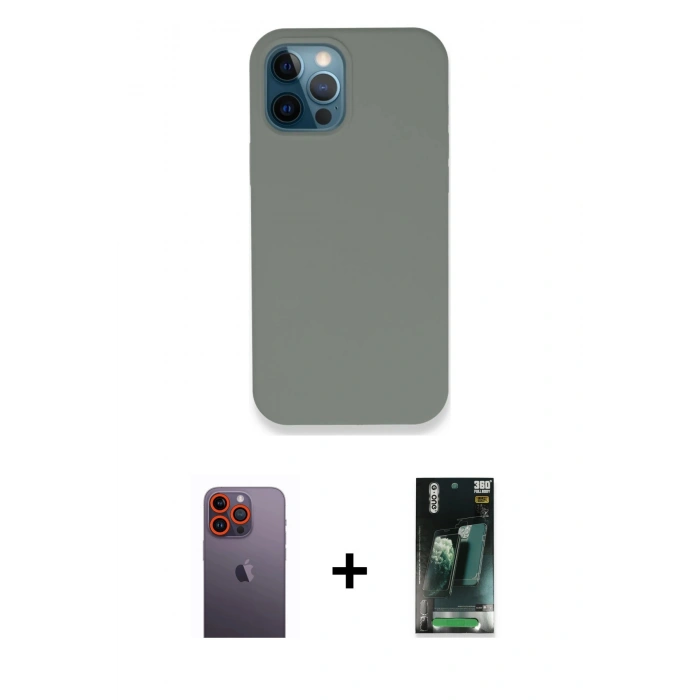 MARSİLYAN™- iPhone 12 Pro Max Kılıf Zirve Modern Özel Seri - Şeffaf 360 Full Body Arka Koruyucu + Neon Fosforlu Kamera Lens - TU
