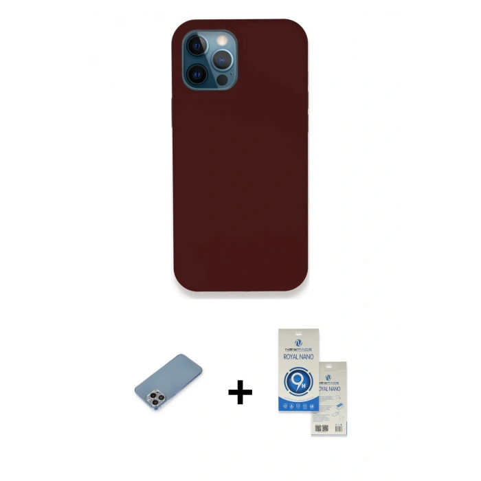 MARSİLYAN™- iPhone 12 Pro Max Kılıf Zirve Modern Özel Seri - Şeffaf Royal Nano Ekran Koruyucu + Shine Kamera Lens Koruma Cam - GI