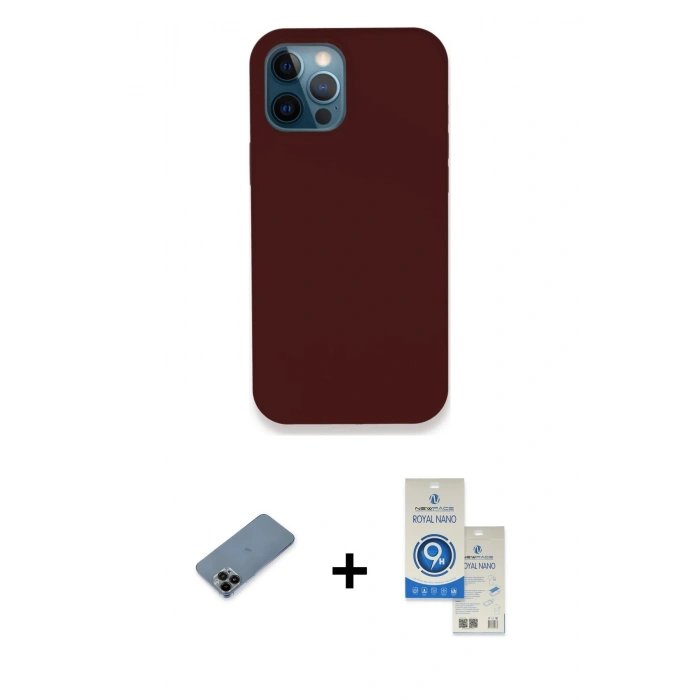 MARSİLYAN™- iPhone 12 Pro Max Kılıf Zirve Modern Özel Seri - Şeffaf Royal Nano Ekran Koruyucu + Shine Kamera Lens Koruma Cam - SH