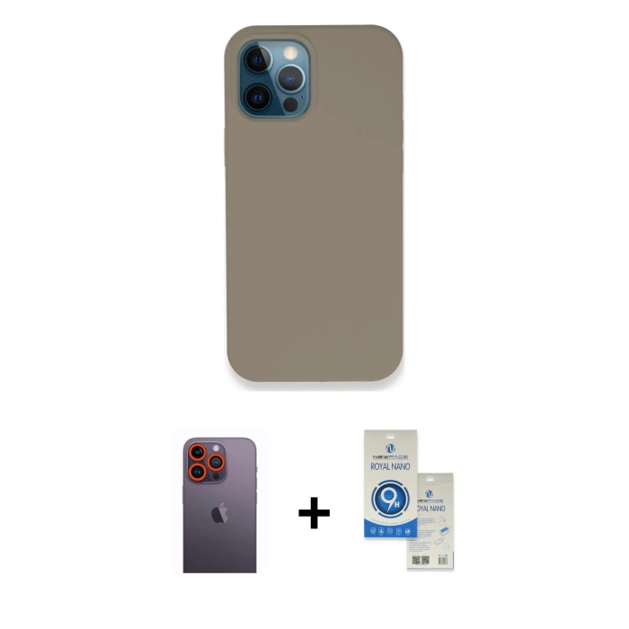 MARSİLYAN™- iPhone 12 Pro Max Kılıf Zirve Modern Özel Seri - Şeffaf Royal Nano Ekran Koruyucu + Neon Fosforlu Kamera Lens - TU