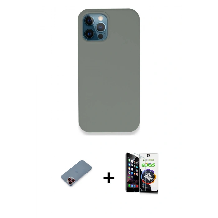 MARSİLYAN™- iPhone 12 Pro Max Kılıf Zirve Modern Özel Seri - Şeffaf Temperli Cam Ekran Koruyucu + Metal Kamera Lens Koruma Cam - KI