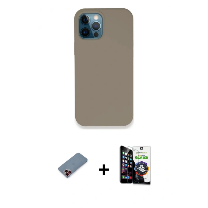 MARSİLYAN™- iPhone 12 Pro Max Kılıf Zirve Modern Özel Seri - Şeffaf Temperli Cam Ekran Koruyucu + Metal Kamera Lens Koruma Cam - KI