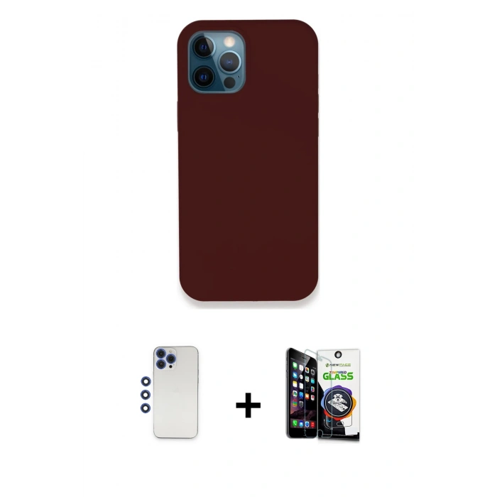 MARSİLYAN™- iPhone 12 Pro Max Kılıf Zirve Modern Özel Seri - Şeffaf Temperli Cam Ekran Koruyucu + Shine Kamera Lens - LT