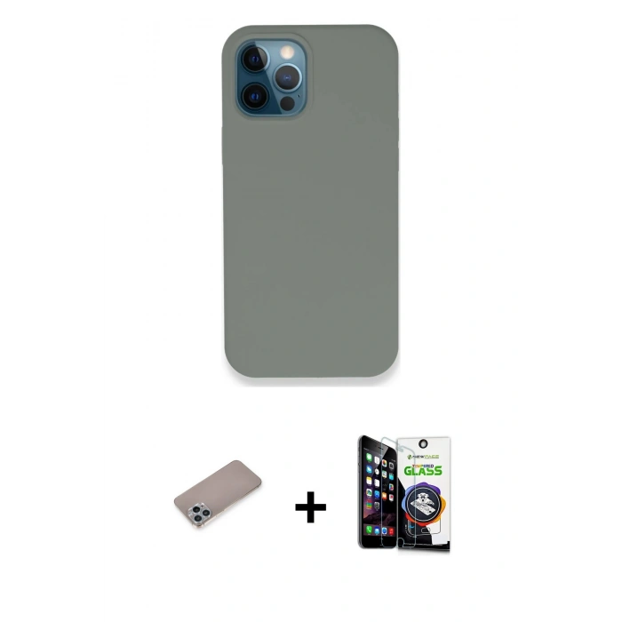 MARSİLYAN™- iPhone 12 Pro Max Kılıf Zirve Modern Özel Seri - Şeffaf Temperli Cam Ekran Koruyucu + Shine Kamera Lens Koruma Cam - SABE