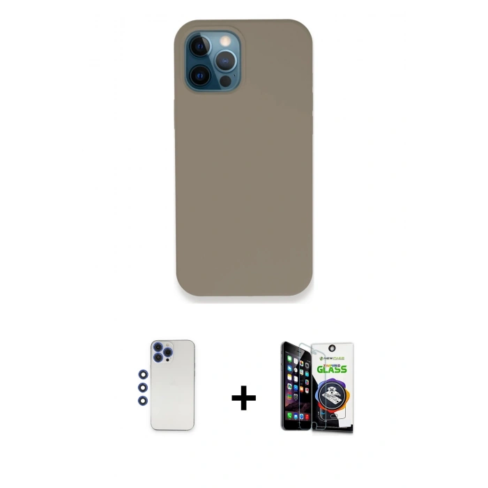 MARSİLYAN™- iPhone 12 Pro Max Kılıf Zirve Modern Özel Seri - Şeffaf Temperli Cam Ekran Koruyucu + Shine Kamera Lens - LT
