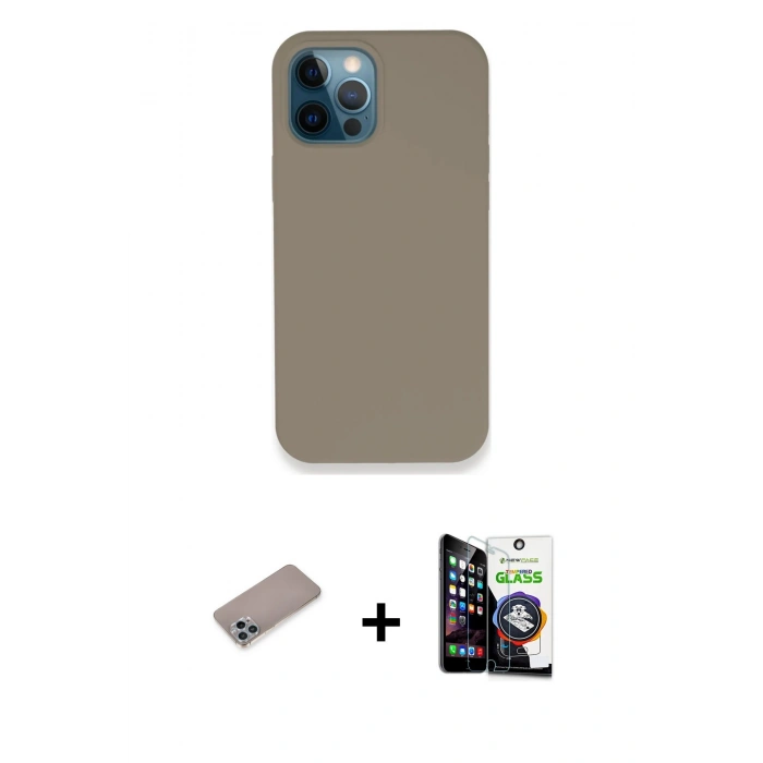 MARSİLYAN™- iPhone 12 Pro Max Kılıf Zirve Modern Özel Seri - Şeffaf Temperli Cam Ekran Koruyucu + Shine Kamera Lens Koruma Cam - SABE