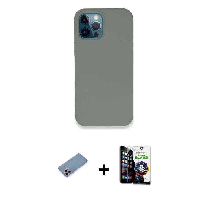 MARSİLYAN™- iPhone 12 Pro Max Kılıf Zirve Modern Özel Seri - Şeffaf Temperli Cam Ekran Koruyucu + Shine Kamera Lens Koruma Cam - PE