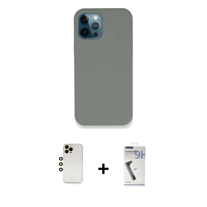 MARSİLYAN™- iPhone 12 Pro Max Kılıf Zirve Modern Özel Seri - Şeffaf Uv Polymer Nano Ekran Koruyucu + Shine Kamera Lens - GD