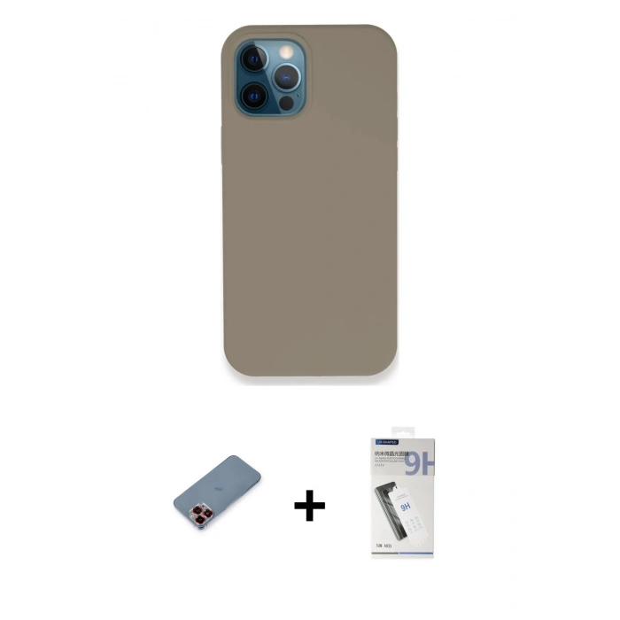 MARSİLYAN™- iPhone 12 Pro Max Kılıf Zirve Modern Özel Seri - Şeffaf Uv Polymer Nano Ekran Koruyucu + Kırmızı Metal Kamera Lens Koruma Cam