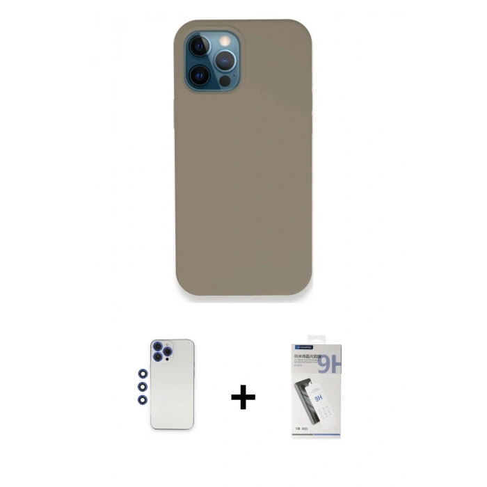 MARSİLYAN™- iPhone 12 Pro Max Kılıf Zirve Modern Özel Seri - Şeffaf Uv Polymer Nano Ekran Koruyucu + Shine Kamera Lens - LT