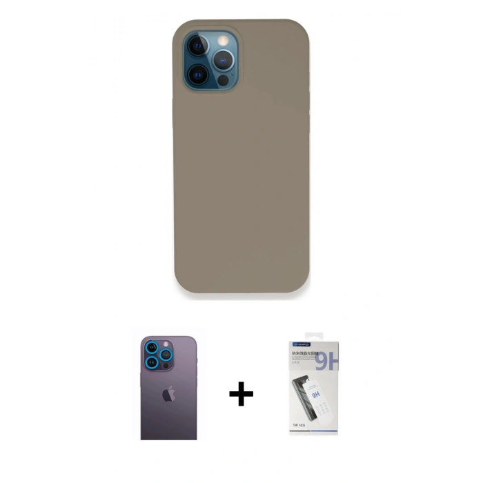 MARSİLYAN™- iPhone 12 Pro Max Kılıf Zirve Modern Özel Seri - Şeffaf Uv Polymer Nano Ekran Koruyucu + Neon Fosforlu Kamera Lens - MI