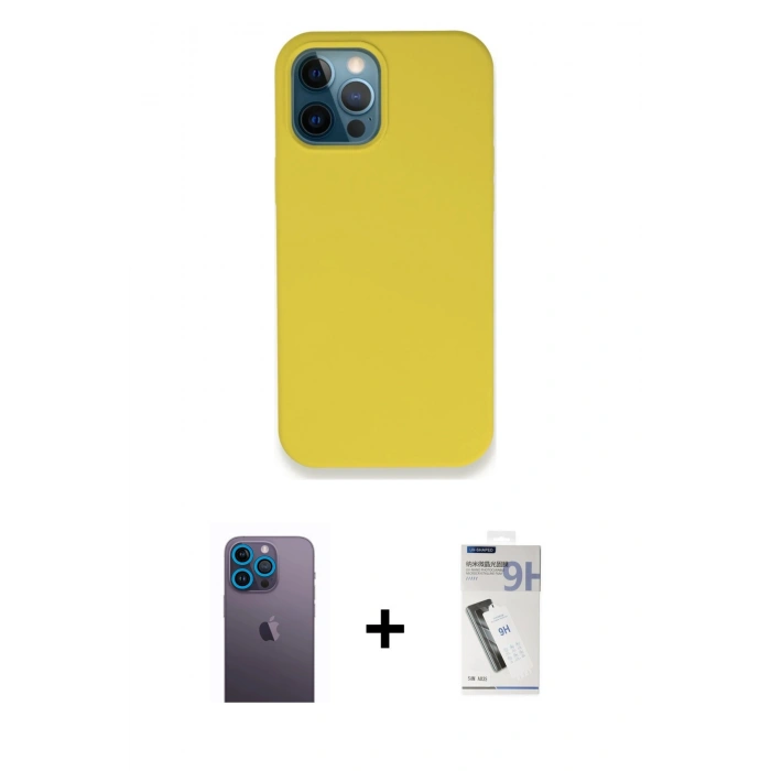 MARSİLYAN™- iPhone 12 Pro Max Kılıf Zirve Modern Özel Seri - Şeffaf Uv Polymer Nano Ekran Koruyucu + Neon Fosforlu Kamera Lens - MI