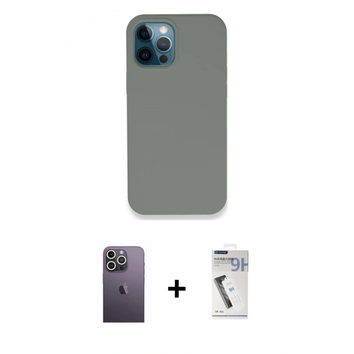 MARSİLYAN™- iPhone 12 Pro Max Kılıf Zirve Modern Özel Seri - Şeffaf Uv Polymer Nano Ekran Koruyucu + Neon Fosforlu Kamera Lens - BZ