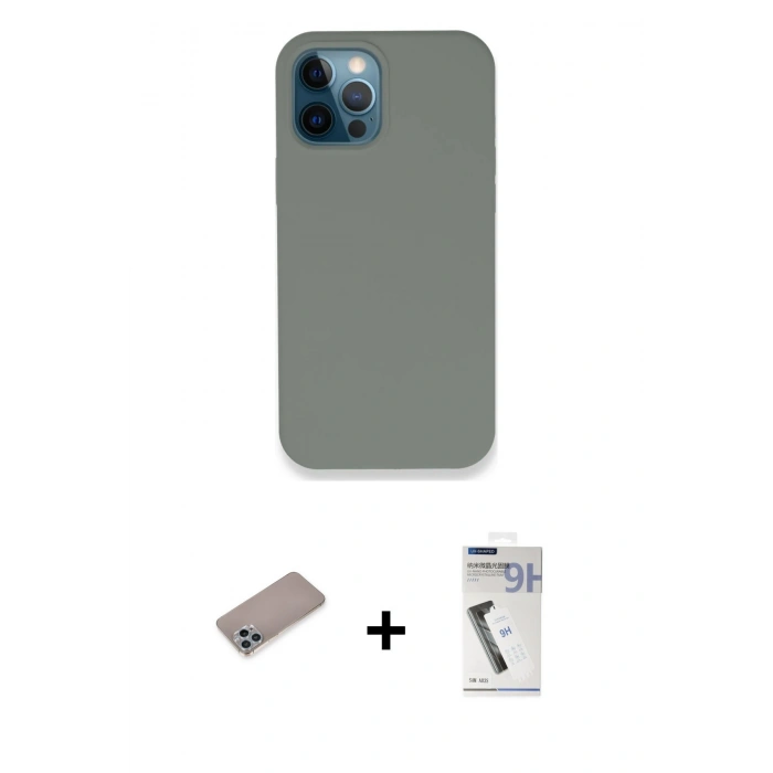 MARSİLYAN™- iPhone 12 Pro Max Kılıf Zirve Modern Özel Seri - Şeffaf Uv Polymer Nano Ekran Koruyucu + Shine Kamera Lens Koruma Cam - SABE