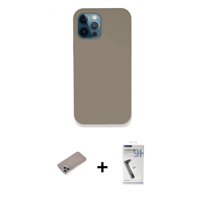 MARSİLYAN™- iPhone 12 Pro Max Kılıf Zirve Modern Özel Seri - Şeffaf Uv Polymer Nano Ekran Koruyucu + Shine Kamera Lens Koruma Cam - SABE