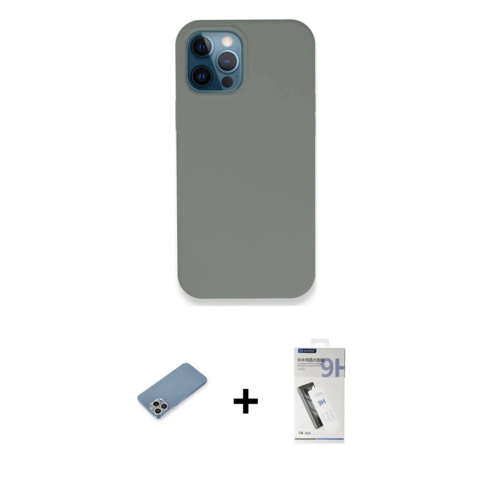 MARSİLYAN™- iPhone 12 Pro Max Kılıf Zirve Modern Özel Seri - Şeffaf Uv Polymer Nano Ekran Koruyucu + Shine Kamera Lens Koruma Cam - GS