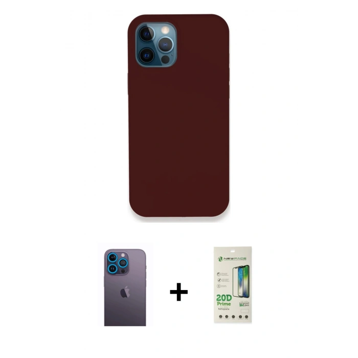 MARSİLYAN™- iPhone 12 Pro Max Kılıf Zirve Modern Özel Seri - Siyah 20D Premium Cam Ekran Koruyucu + Neon Fosforlu Kamera Lens - MI