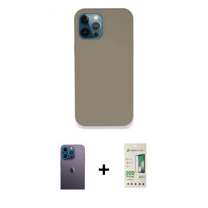 MARSİLYAN™- iPhone 12 Pro Max Kılıf Zirve Modern Özel Seri - Siyah 20D Premium Cam Ekran Koruyucu + Neon Fosforlu Kamera Lens - MI
