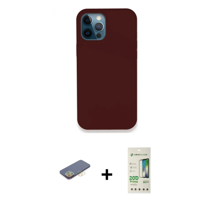 MARSİLYAN™- iPhone 12 Pro Max Kılıf Zirve Modern Özel Seri - Siyah 20D Premium Cam Ekran Koruyucu + Renkli Kamera Lens Koruma Cam - SI