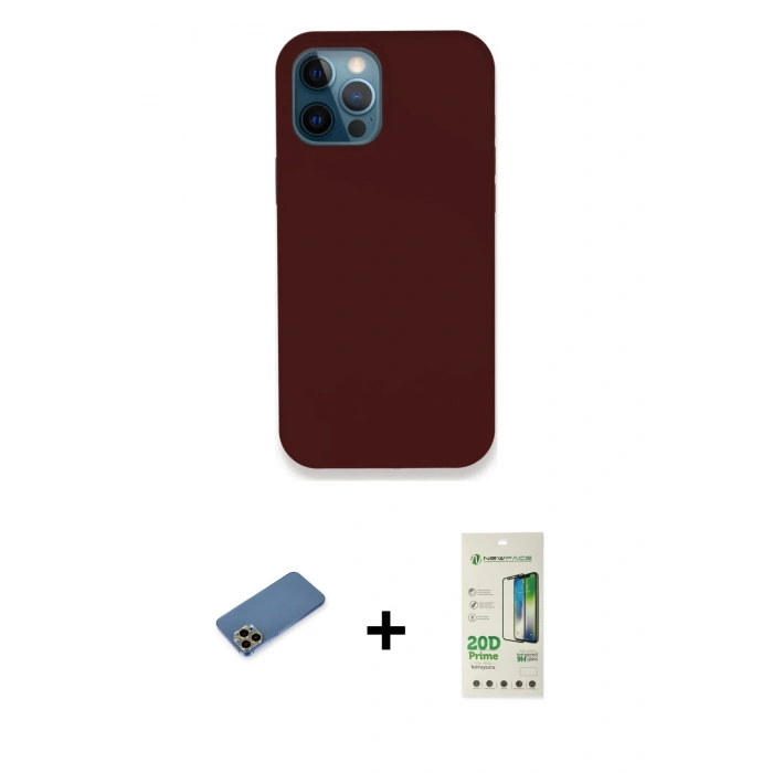 MARSİLYAN™- iPhone 12 Pro Max Kılıf Zirve Modern Özel Seri - Siyah 20D Premium Cam Ekran Koruyucu + Shine Kamera Lens Koruma Cam - GD
