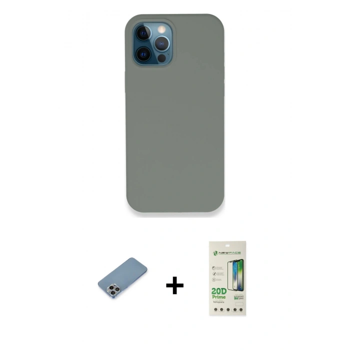 MARSİLYAN™- iPhone 12 Pro Max Kılıf Zirve Modern Özel Seri - Siyah 20D Premium Cam Ekran Koruyucu + Shine Kamera Lens Koruma Cam - GI
