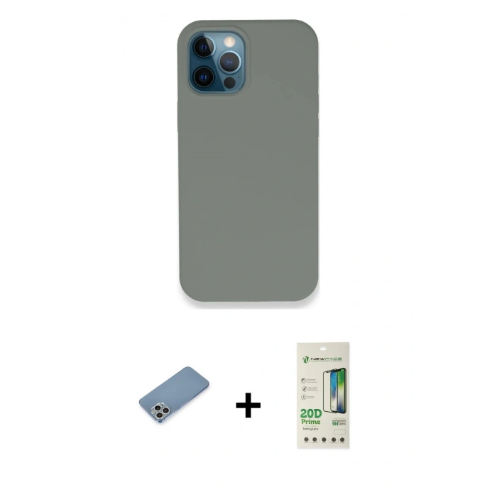 MARSİLYAN™- iPhone 12 Pro Max Kılıf Zirve Modern Özel Seri - Siyah 20D Premium Cam Ekran Koruyucu + Shine Kamera Lens Koruma Cam - GS
