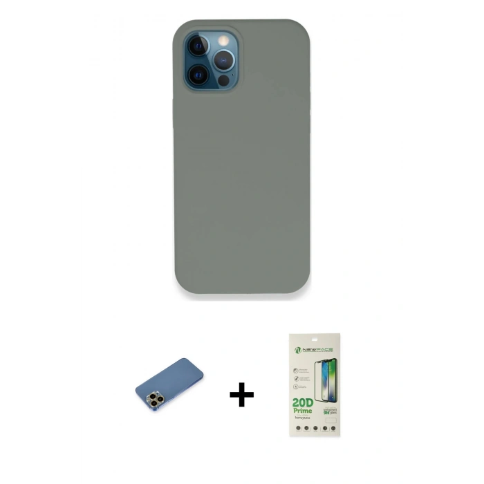 MARSİLYAN™- iPhone 12 Pro Max Kılıf Zirve Modern Özel Seri - Siyah 20D Premium Cam Ekran Koruyucu + Shine Kamera Lens Koruma Cam - GD