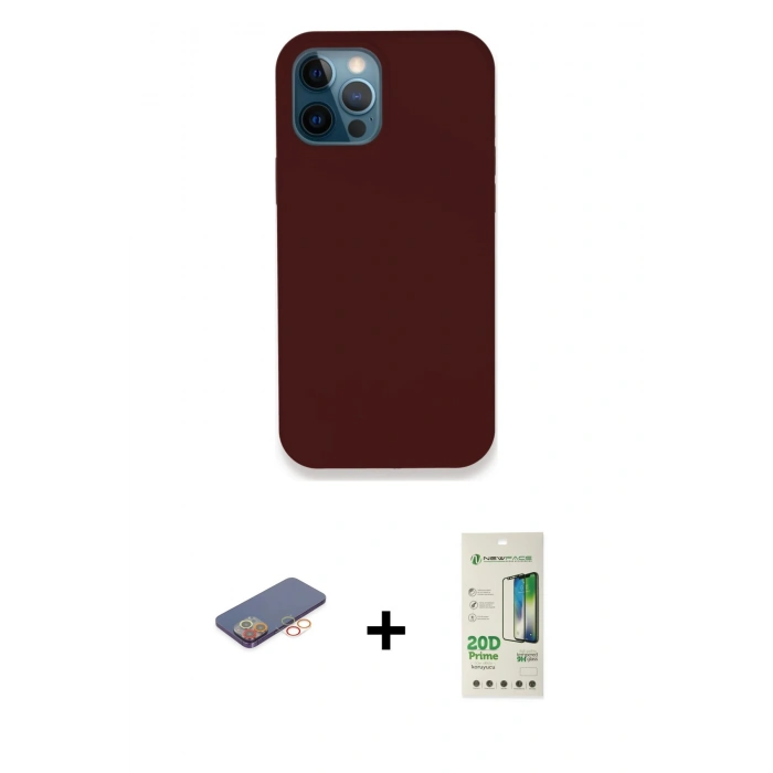 MARSİLYAN™- iPhone 12 Pro Max Kılıf Zirve Modern Özel Seri - Siyah 20D Premium Cam Ekran Koruyucu + Renkli Kamera Lens Koruma Cam - TU