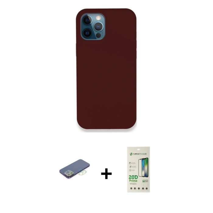 MARSİLYAN™- iPhone 12 Pro Max Kılıf Zirve Modern Özel Seri - Siyah 20D Premium Cam Ekran Koruyucu + Renkli Kamera Lens Koruma Cam - YL