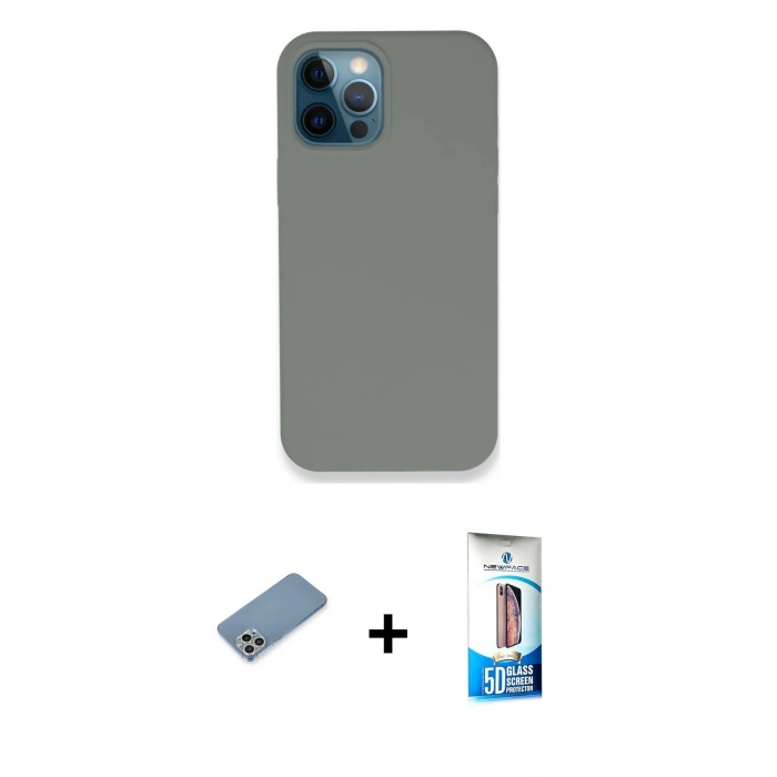 MARSİLYAN™- iPhone 12 Pro Max Kılıf Zirve Modern Özel Seri - Siyah 5D Eko Cam Ekran Koruyucu + Shine Kamera Lens Koruma Cam - GS