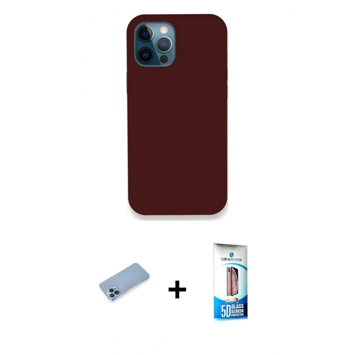 MARSİLYAN™- iPhone 12 Pro Max Kılıf Zirve Modern Özel Seri - Siyah 5D Eko Cam Ekran Koruyucu + Shine Kamera Lens Koruma Cam - MI