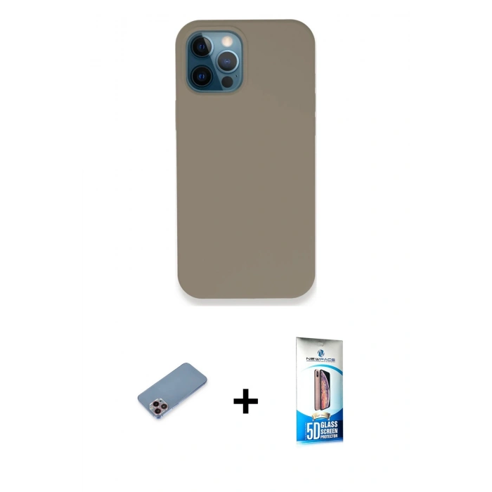 MARSİLYAN™- iPhone 12 Pro Max Kılıf Zirve Modern Özel Seri - Siyah 5D Eko Cam Ekran Koruyucu + Shine Kamera Lens Koruma Cam - PE