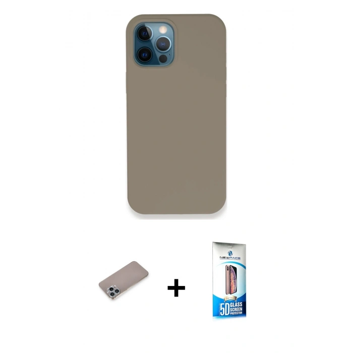 MARSİLYAN™- iPhone 12 Pro Max Kılıf Zirve Modern Özel Seri - Siyah 5D Eko Cam Ekran Koruyucu + Shine Kamera Lens Koruma Cam - SABE