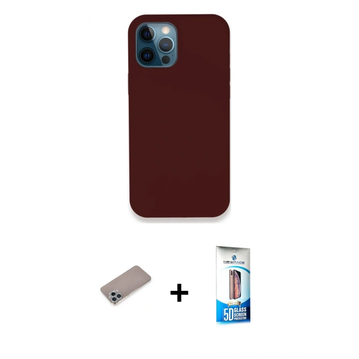 MARSİLYAN™- iPhone 12 Pro Max Kılıf Zirve Modern Özel Seri - Siyah 5D Eko Cam Ekran Koruyucu + Shine Kamera Lens Koruma Cam - SABE