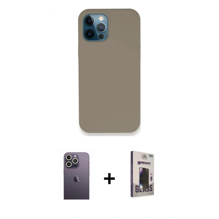 MARSİLYAN™- iPhone 12 Pro Max Kılıf Zirve Modern Özel Seri - Siyah Bilvis Hayalet Cam Ekran Koruyucu + Neon Fosforlu Kamera Lens - BZ