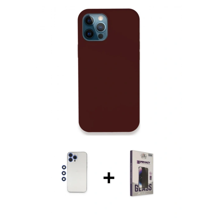 MARSİLYAN™- iPhone 12 Pro Max Kılıf Zirve Modern Özel Seri - Siyah Bilvis Hayalet Cam Ekran Koruyucu + Shine Kamera Lens - LT