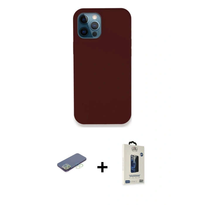 MARSİLYAN™- iPhone 12 Pro Max Kılıf Zirve Modern Özel Seri - Siyah Bilvis Hayalet Cam Ekran Koruyucu + Renkli Kamera Lens Koruma Cam - YL