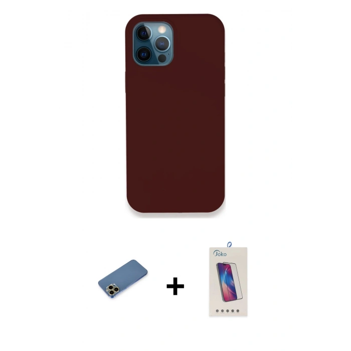 MARSİLYAN™- iPhone 12 Pro Max Kılıf Zirve Modern Özel Seri - Siyah Joko 5D Cam + Gold Shine Kamera Lens Koruma Cam