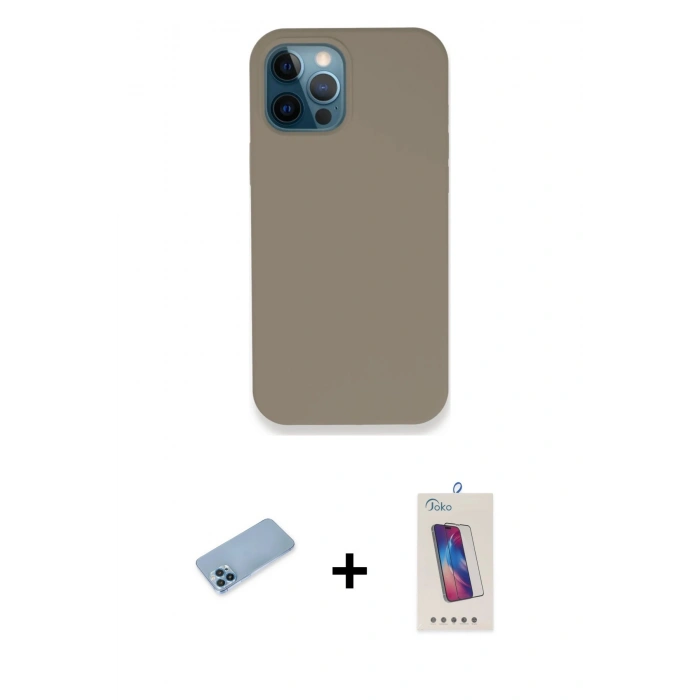 MARSİLYAN™- iPhone 12 Pro Max Kılıf Zirve Modern Özel Seri - Siyah Joko 5D Cam + Shine Kamera Lens Koruma Cam - MI