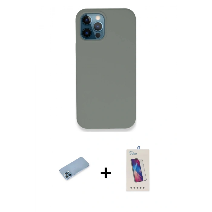 MARSİLYAN™- iPhone 12 Pro Max Kılıf Zirve Modern Özel Seri - Siyah Joko 5D Cam + Shine Kamera Lens Koruma Cam - MI