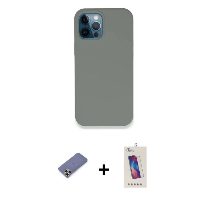 MARSİLYAN™- iPhone 12 Pro Max Kılıf Zirve Modern Özel Seri - Siyah Joko 5D Cam + Metal Kamera Lens Koruma Cam - GD