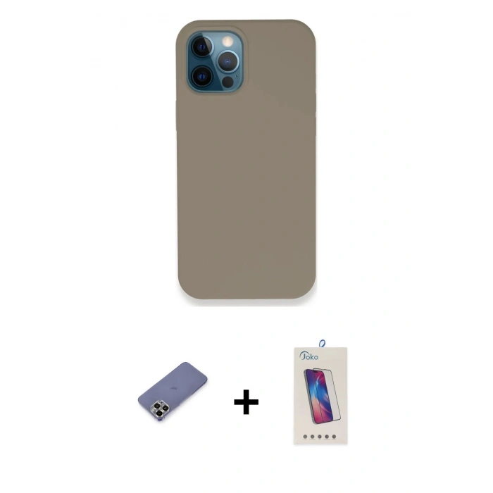 MARSİLYAN™- iPhone 12 Pro Max Kılıf Zirve Modern Özel Seri - Siyah Joko 5D Cam + Metal Kamera Lens Koruma Cam - GD