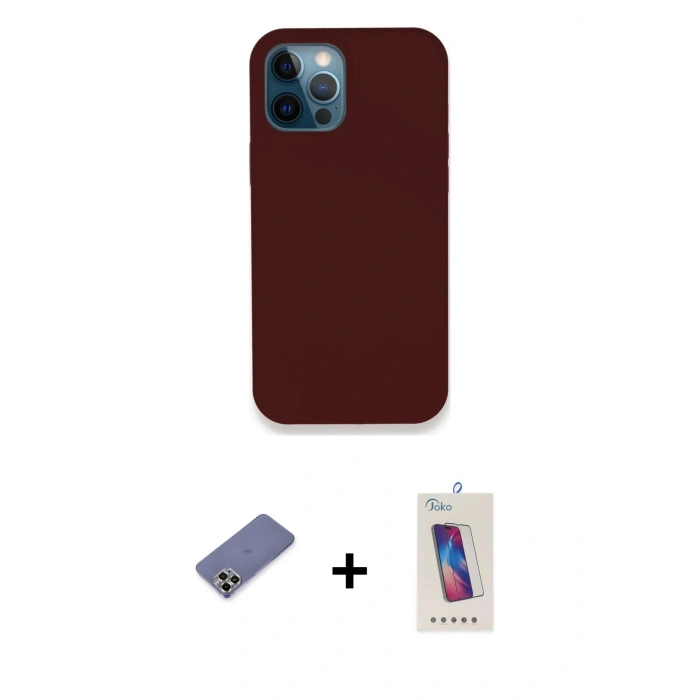 MARSİLYAN™- iPhone 12 Pro Max Kılıf Zirve Modern Özel Seri - Siyah Joko 5D Cam + Metal Kamera Lens Koruma Cam - GD