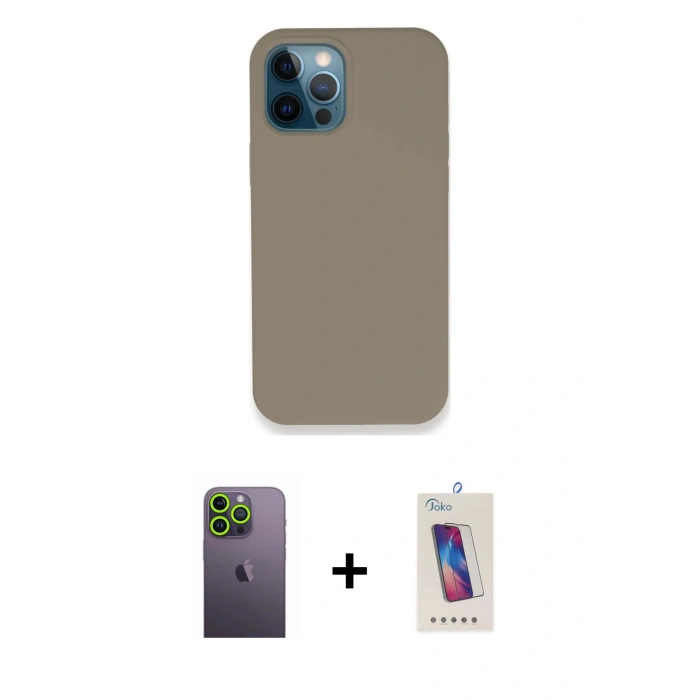 MARSİLYAN™- iPhone 12 Pro Max Kılıf Zirve Modern Özel Seri - Siyah Joko 5D Cam + Neon Fosforlu Kamera Lens - YL